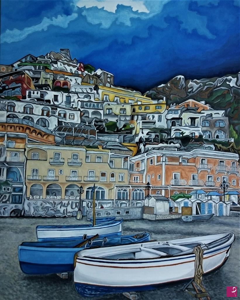 quadri in vendita online - Inverno a Positano
