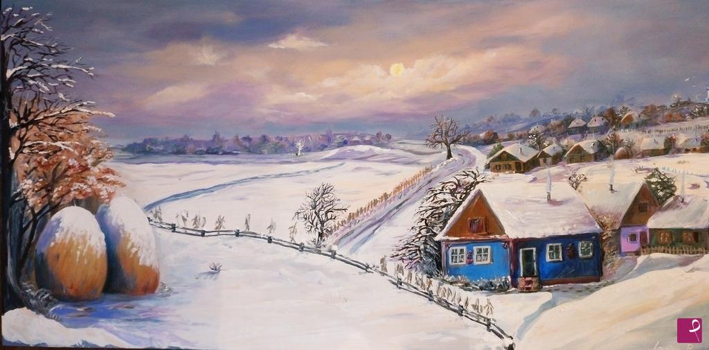 quadri in vendita online - Inverno in campagna