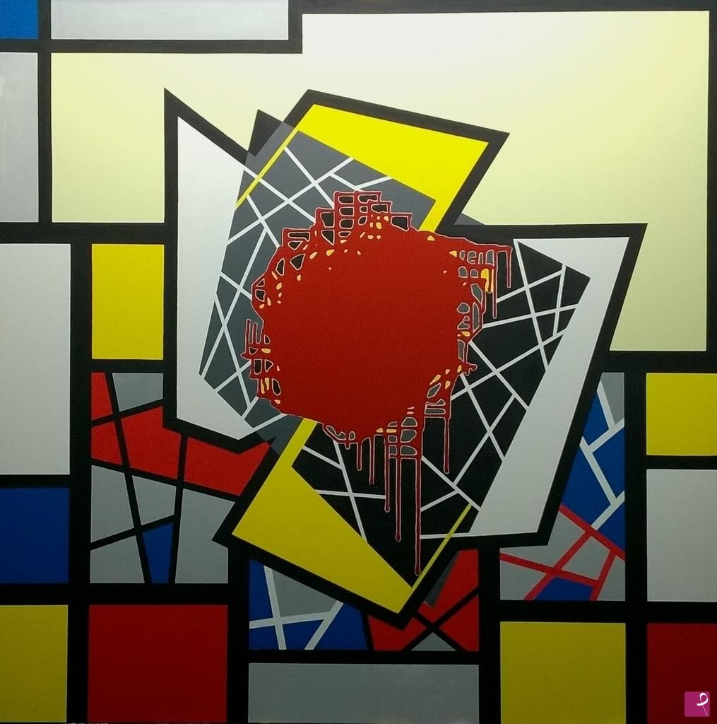 quadri in vendita online - Io e Mondrian - Rosso gocciolante