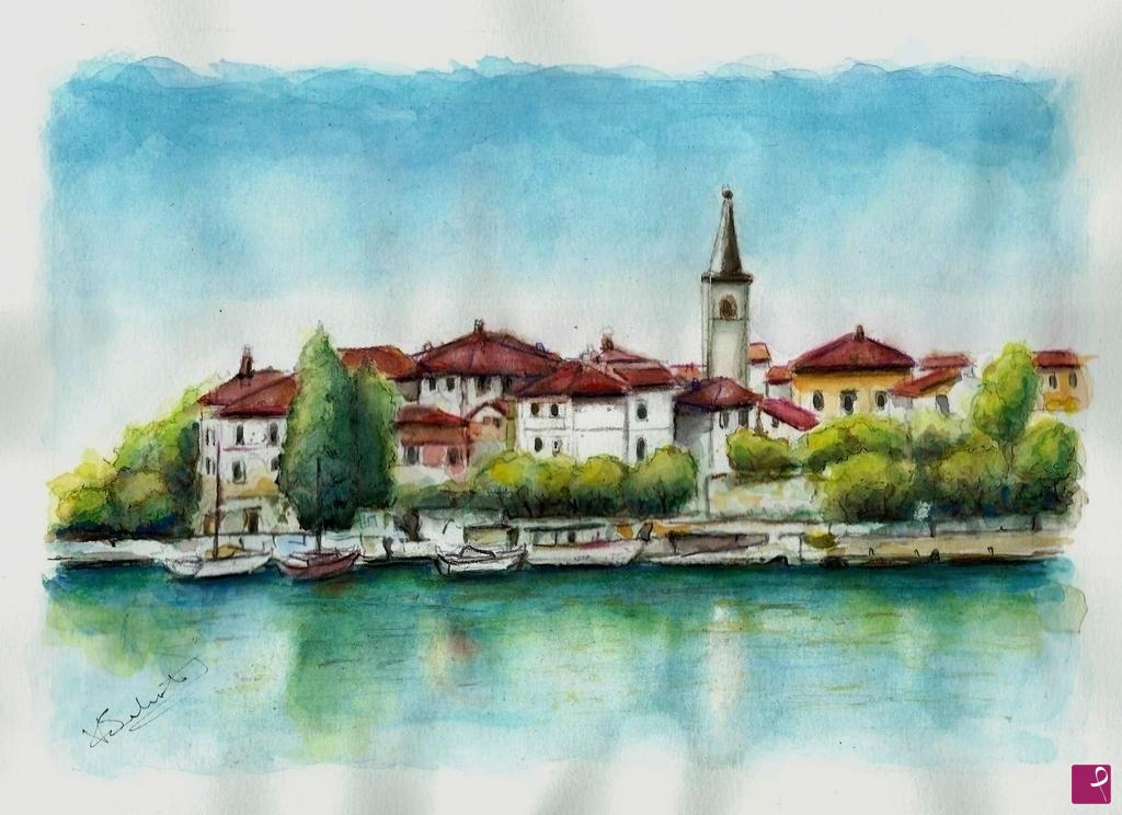 quadri in vendita online - Isola del lago Maggiore