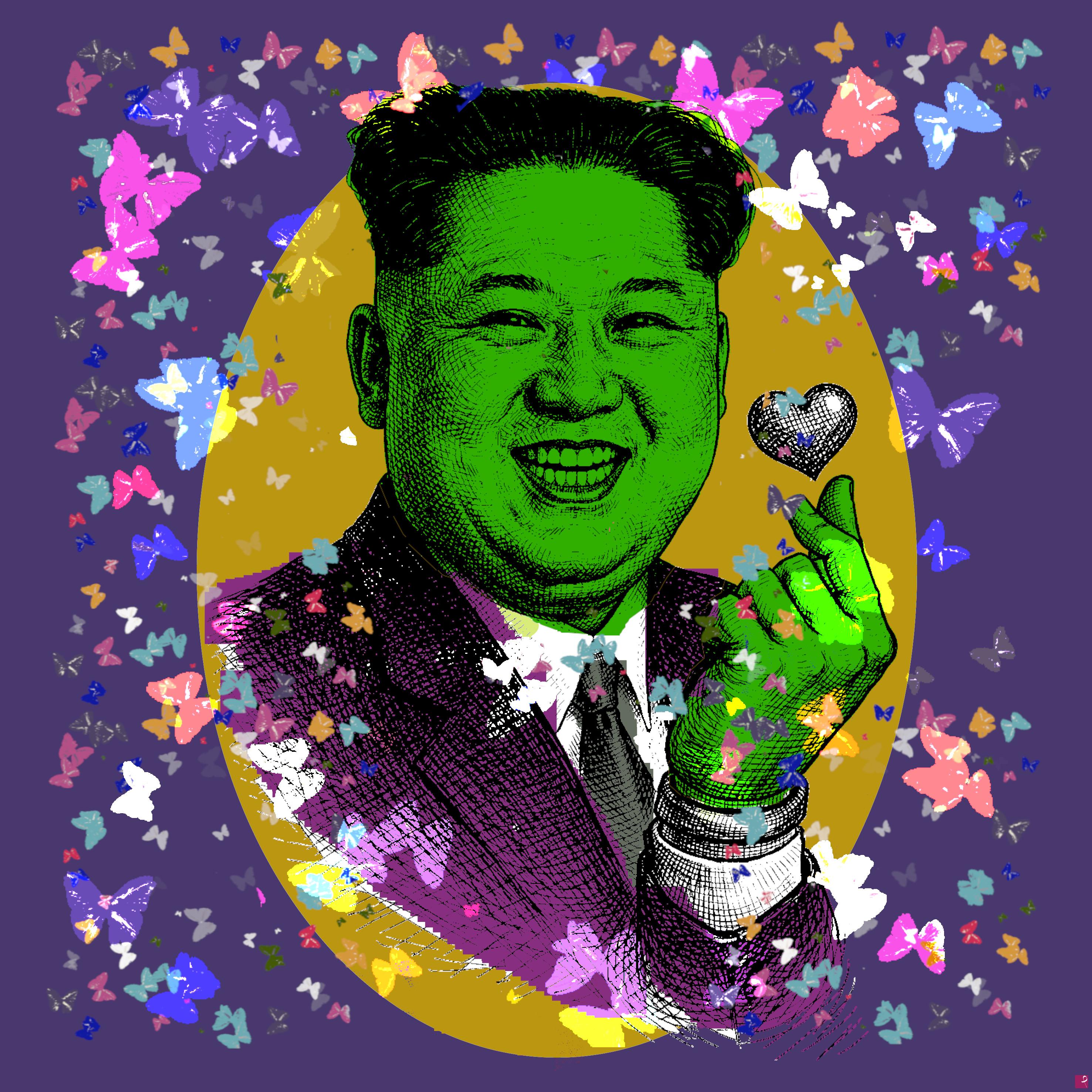 quadri in vendita online - Kim Jong-un Butterfly Effect