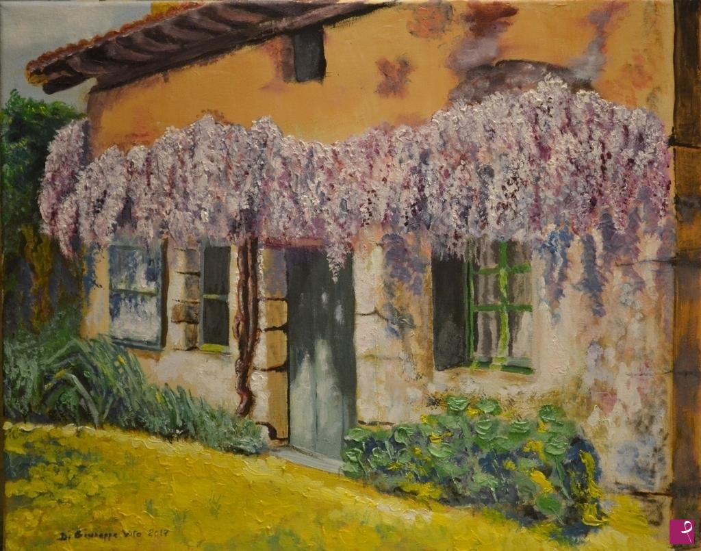 quadri in vendita online - La casa con il Glicine