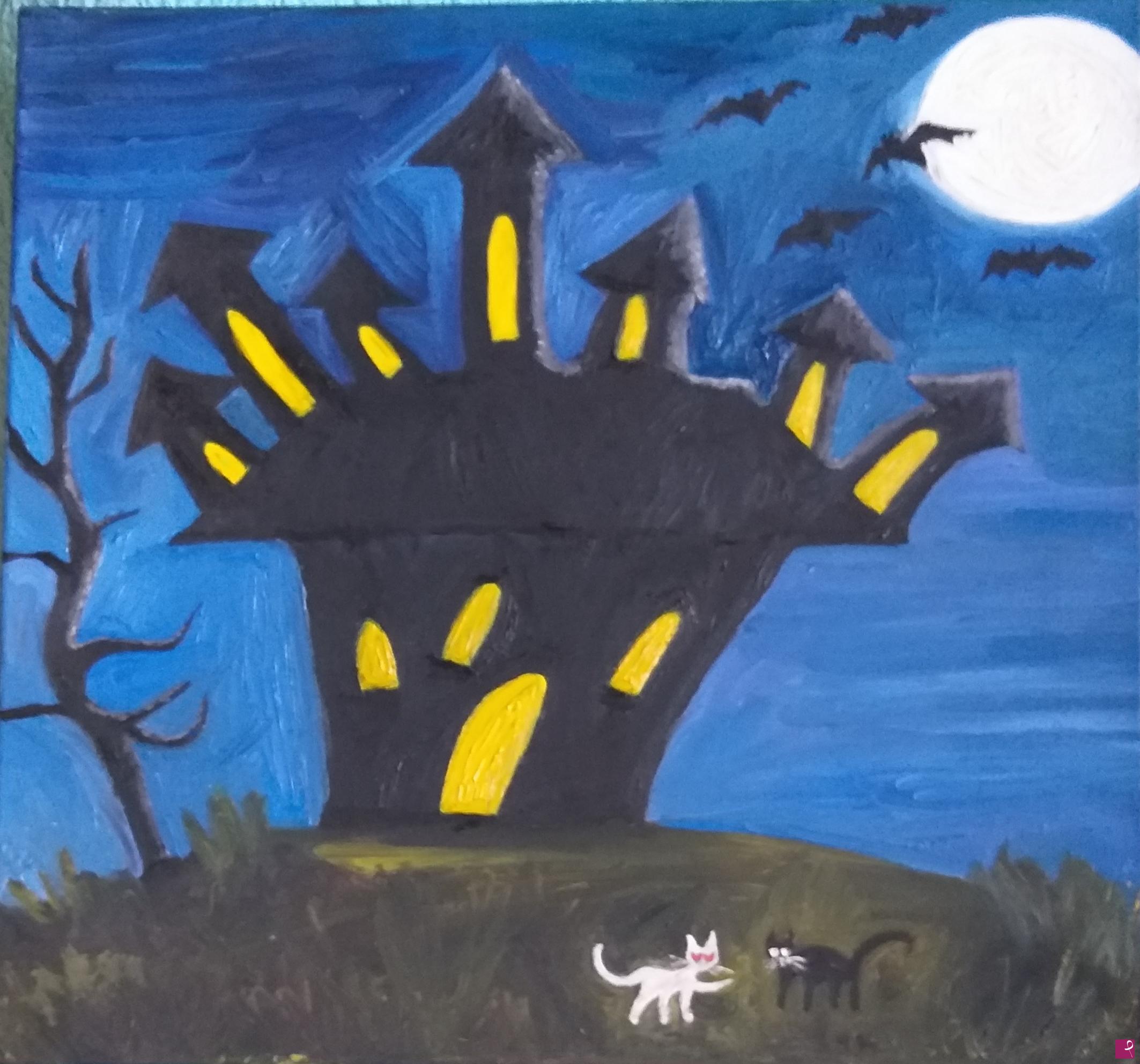 quadri in vendita online - "La casa" olio su tela 50x50