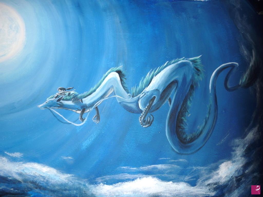 quadri in vendita online - La Città Incantata: Chihiro e Haku (murale)