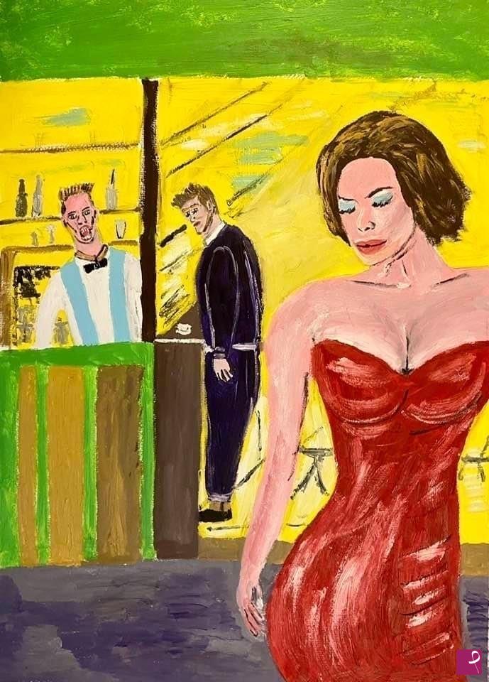 quadri in vendita online - La dama in rosso