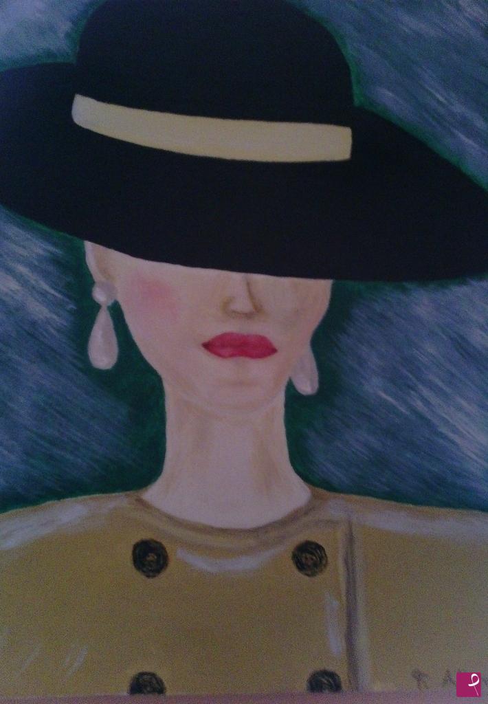 quadri in vendita online - LA MIA DONNA COL CAPPELLO