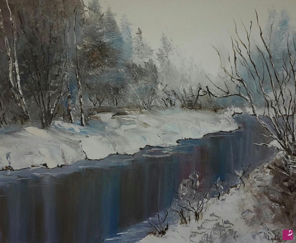 quadri in vendita online - La neve al fiume