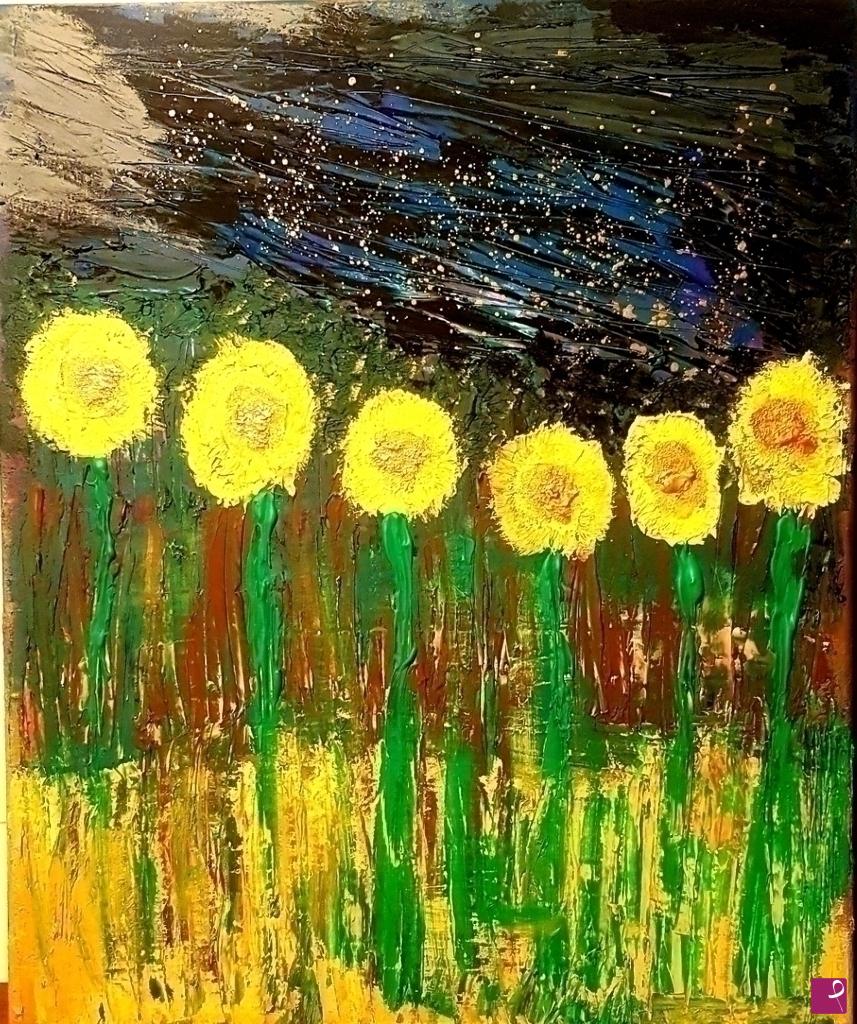 quadri in vendita online - La notte dei girasoli 