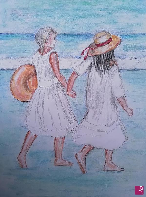 quadri in vendita online - LA PASSEGGIATA SUL MARE - studio