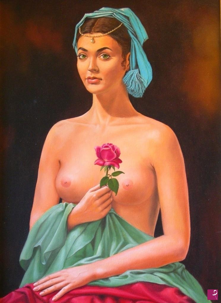 quadri in vendita online - la ragazza con la rosa