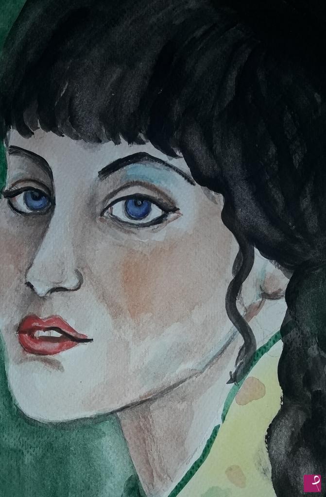quadri in vendita online - La ragazza con occhi blu