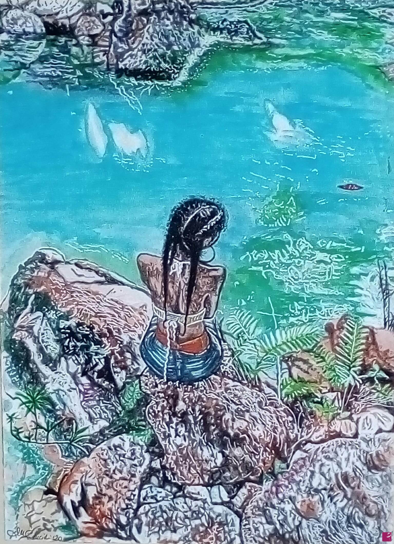 quadri in vendita online - La ragazza del lago