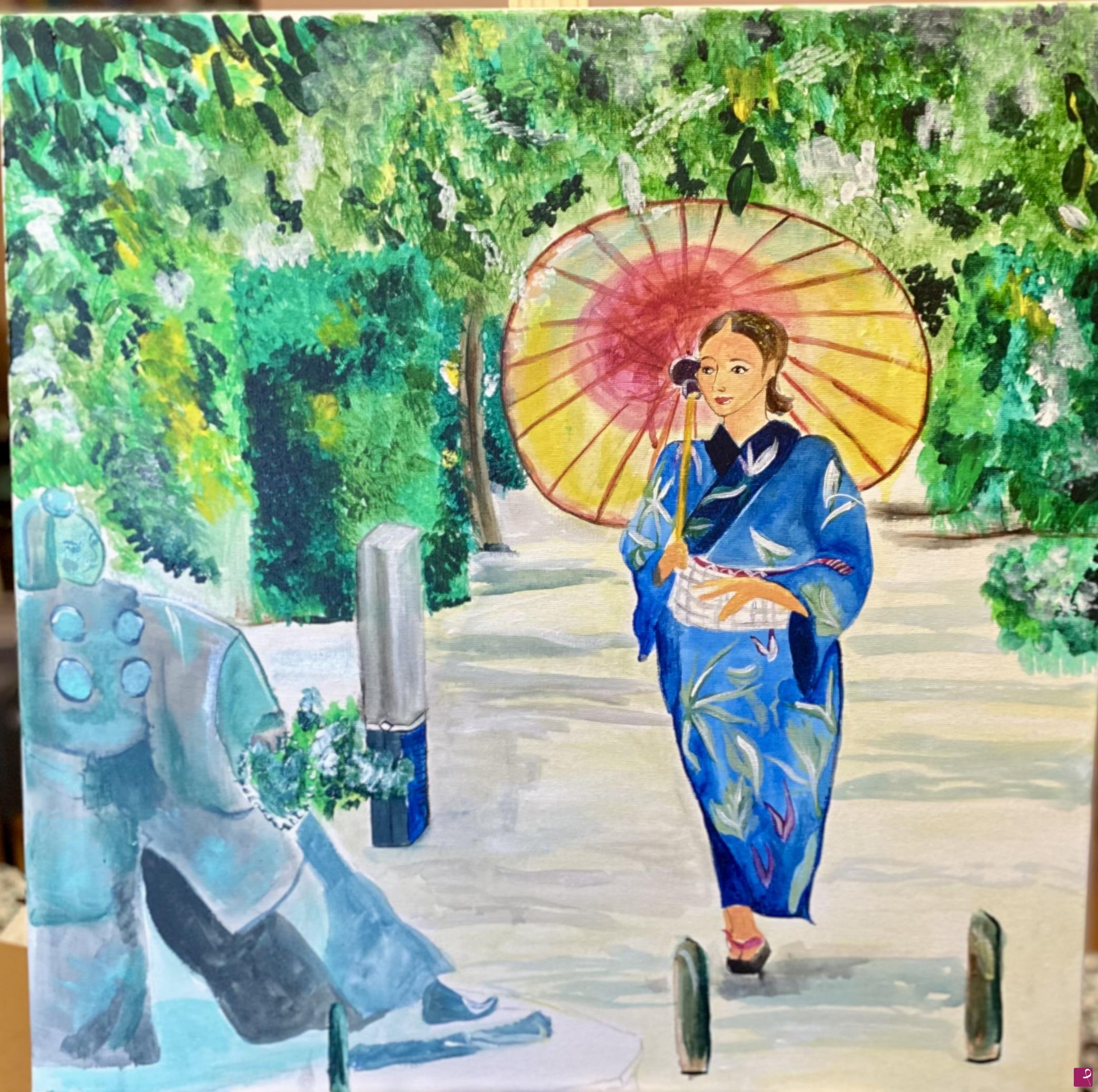 quadri in vendita online - La ragazza in kimono 