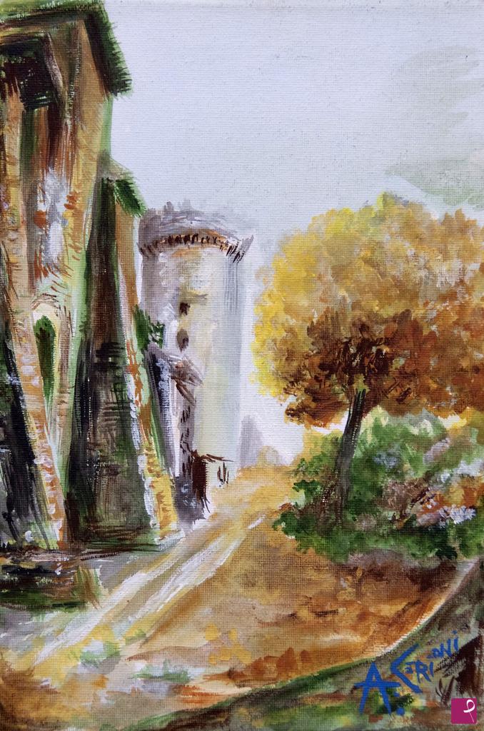 quadri in vendita online - LA ROCCA PIA A TIVOLI NEL 1900