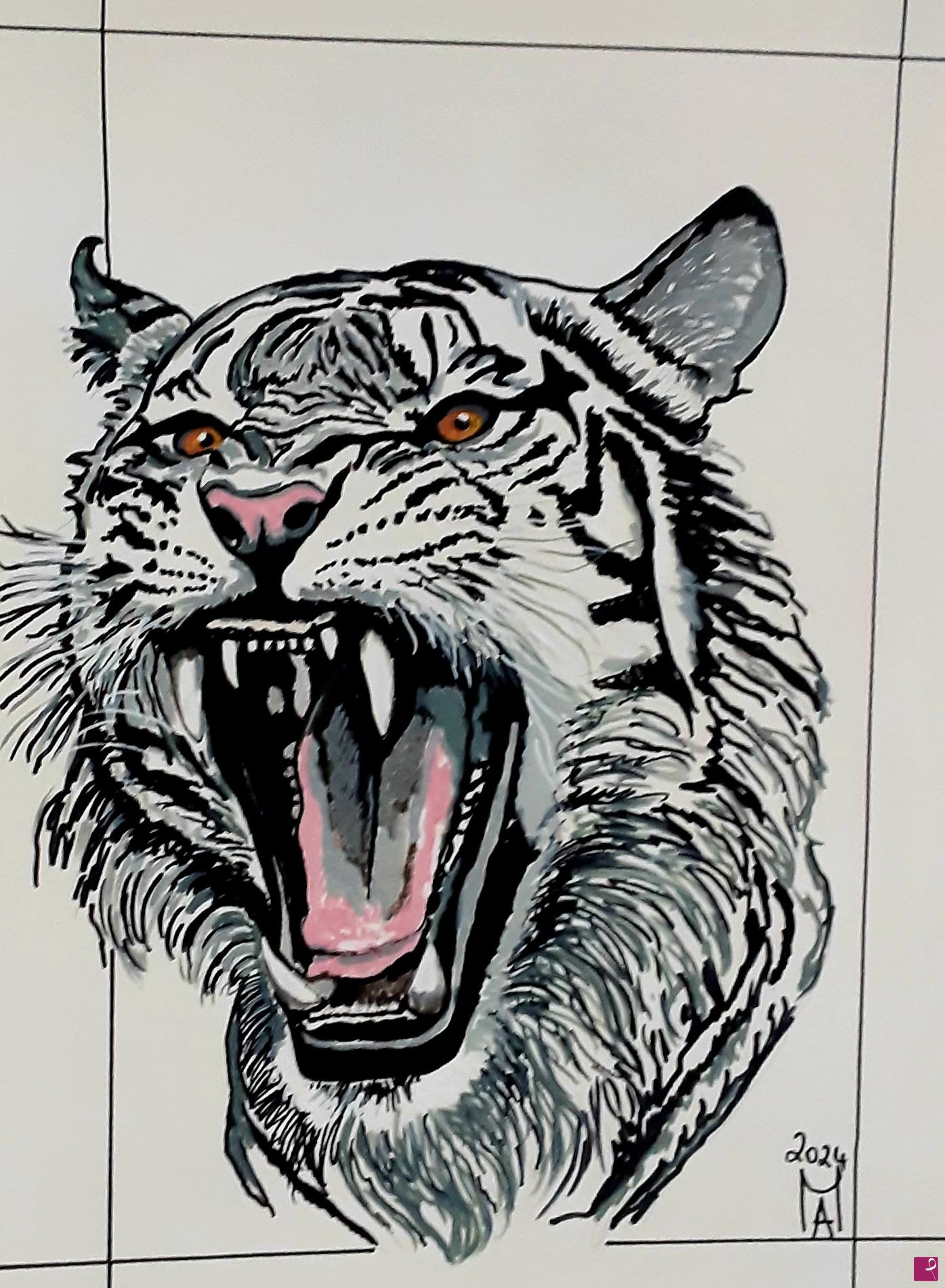 quadri in vendita online - La tigre arrabbiata