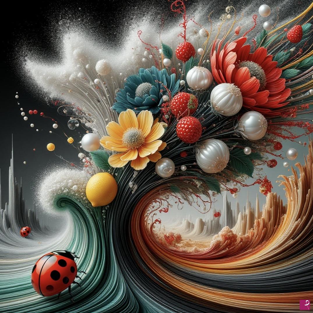 quadri in vendita online - Ladybug and flower