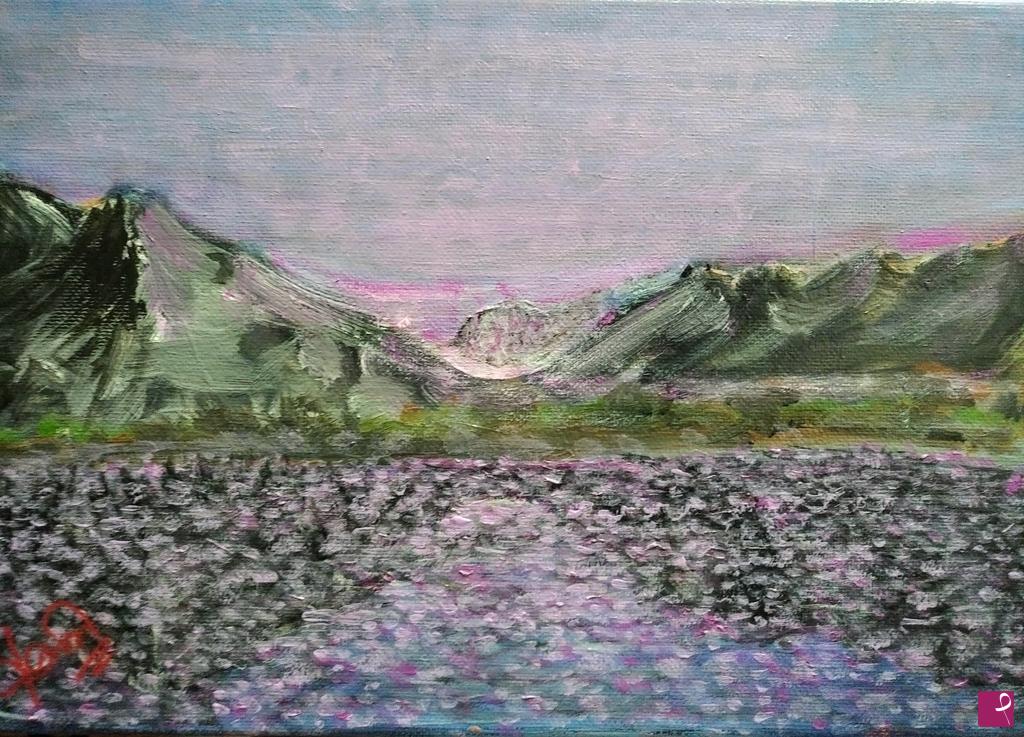 quadri in vendita online - Lago di Montagna all'alba
