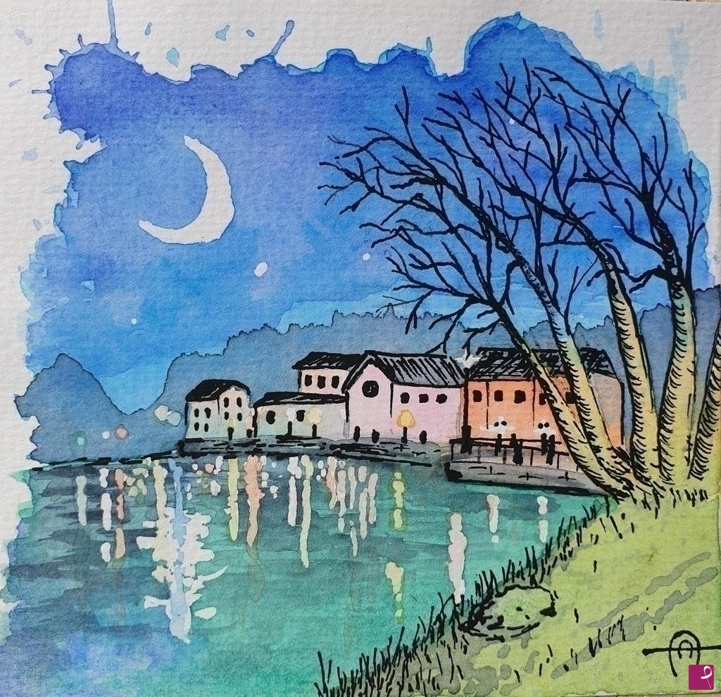 quadri in vendita online - Lago stellato