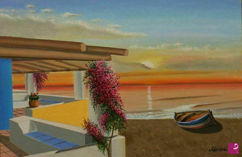 quadri in vendita online - Lipari al tramonto