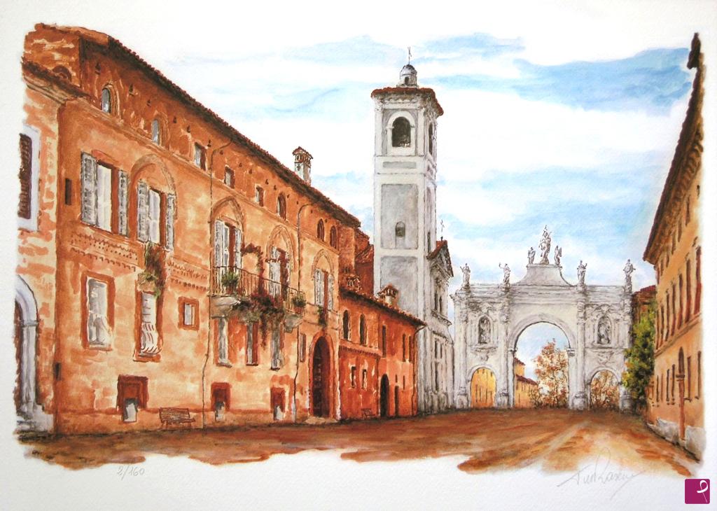 quadri in vendita online - Litografia N. 56 - Cherasco