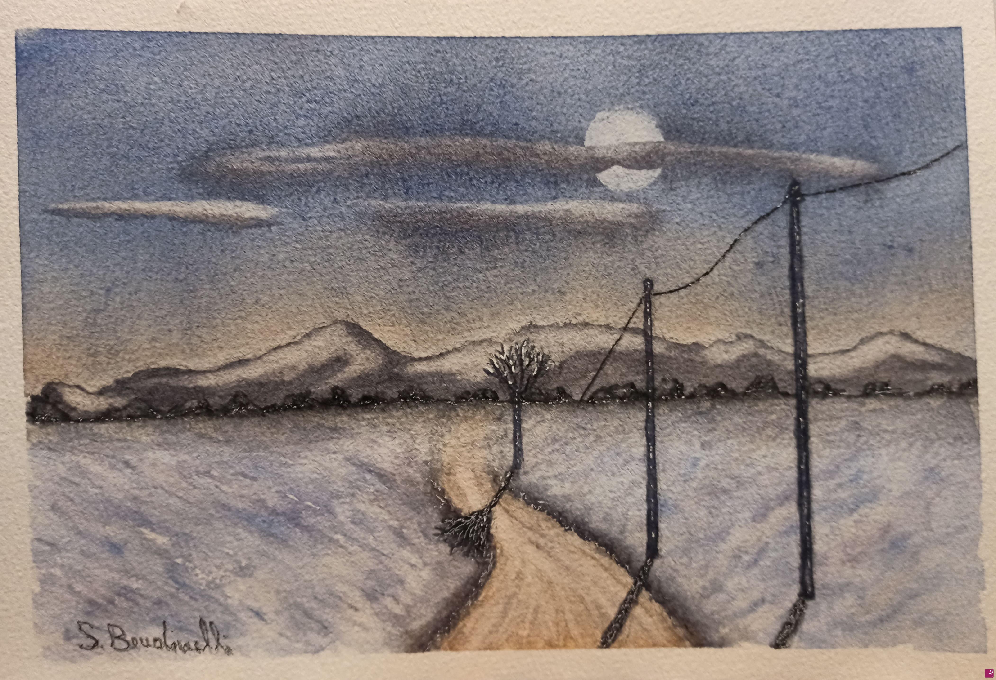 quadri in vendita online - Luna piena sulla neve 