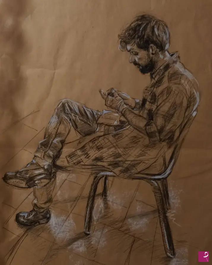 quadri in vendita online - Man with cigarette