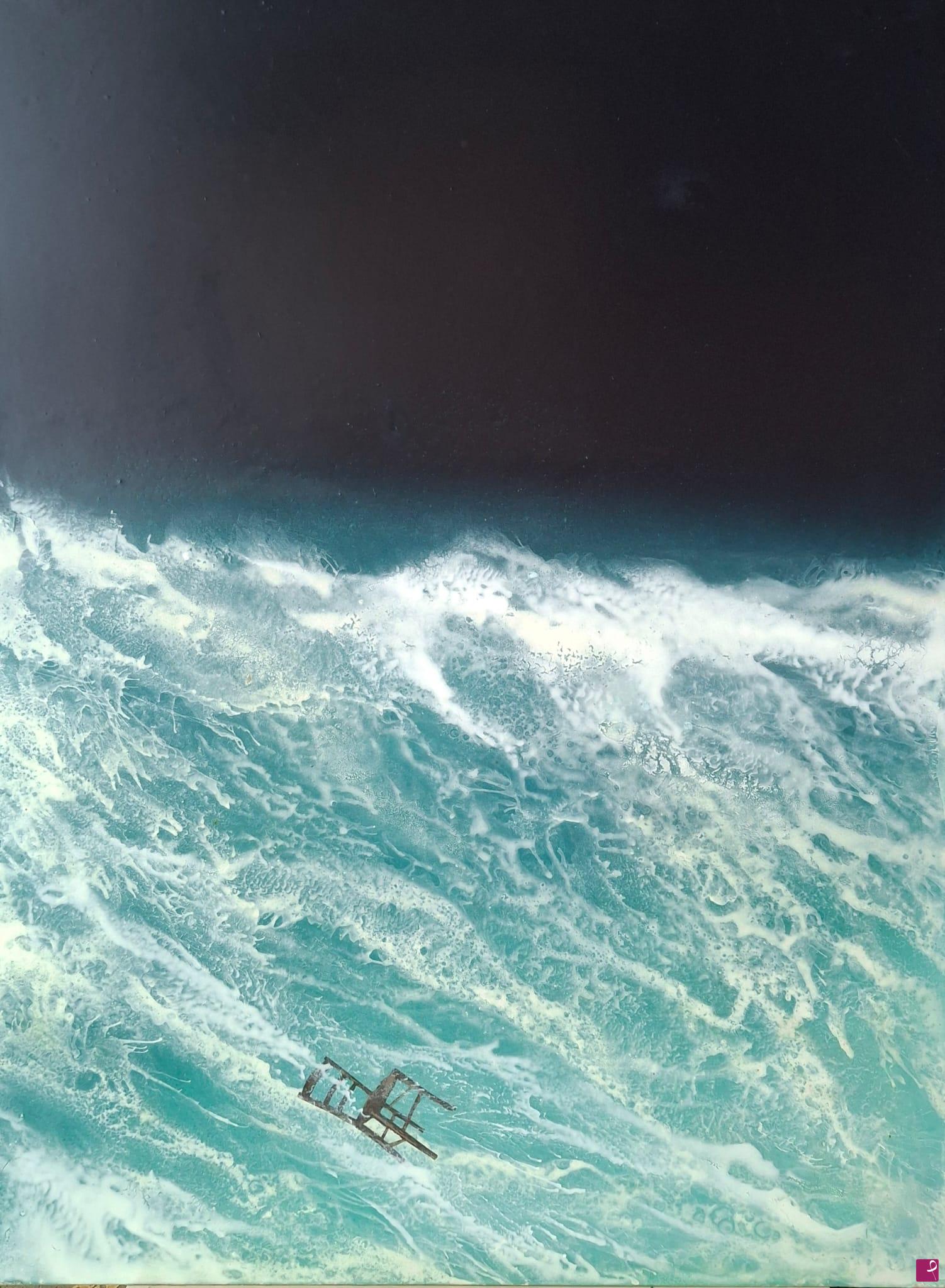 quadri in vendita online - Mare mosso con sedia