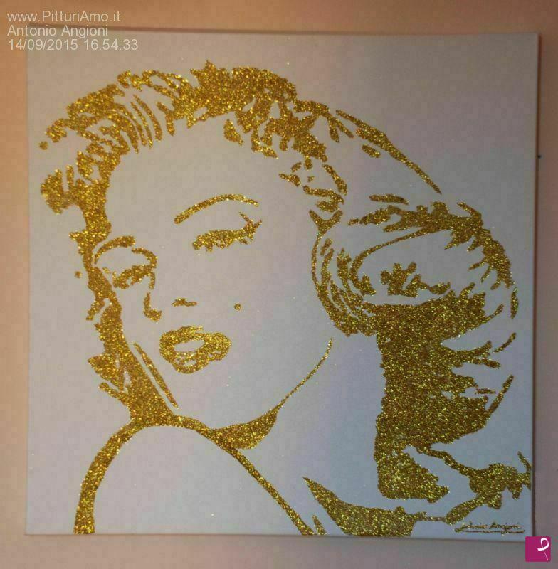quadri in vendita online - Marilyn Monroe glitter oro