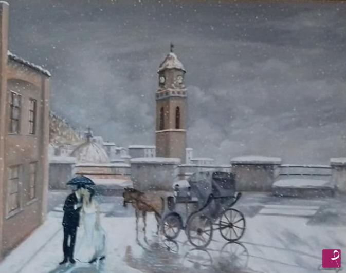 quadri in vendita online - Matrimonio innevato 