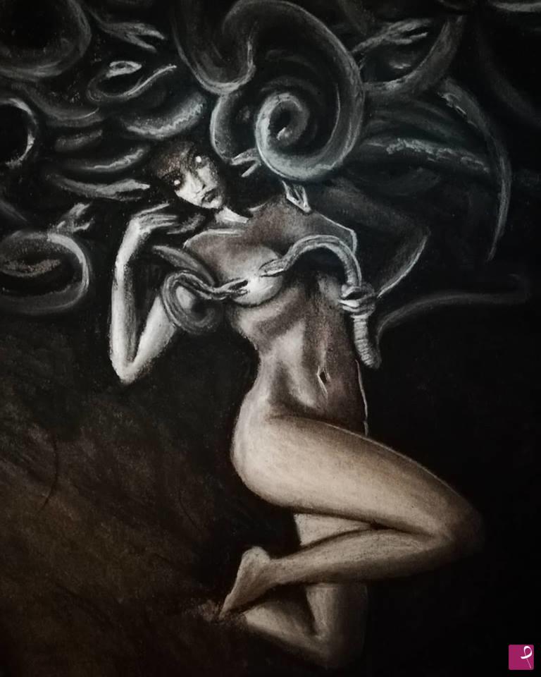 quadri in vendita online - Medusa - Esercitazione col carboncino 04