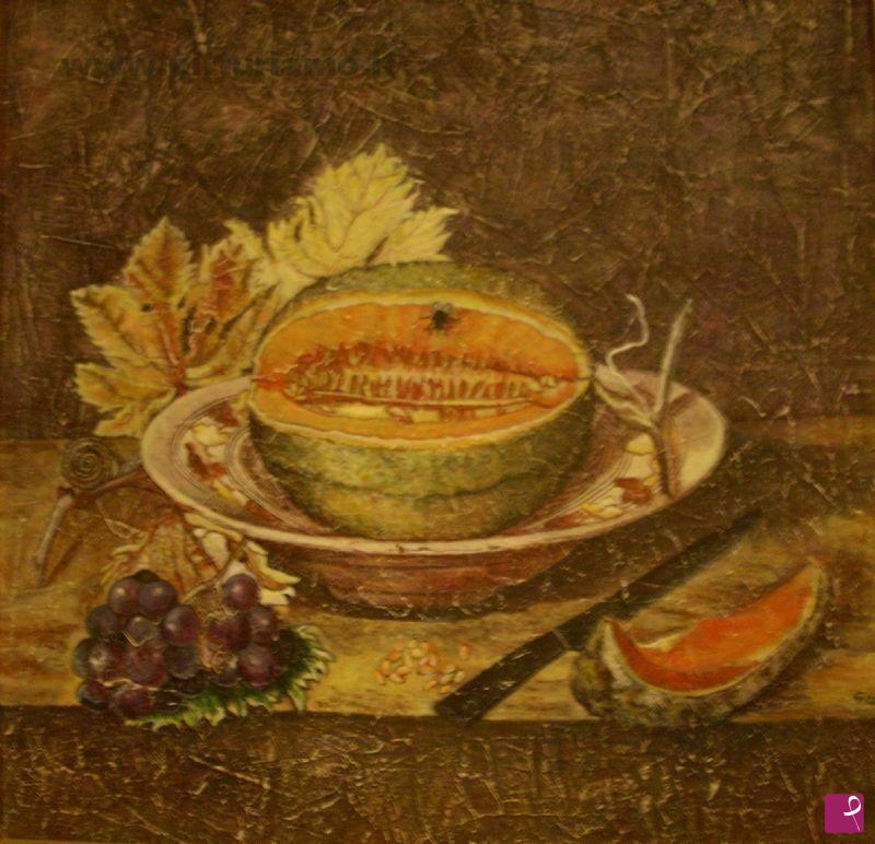 quadri in vendita online - Melone in un piatto