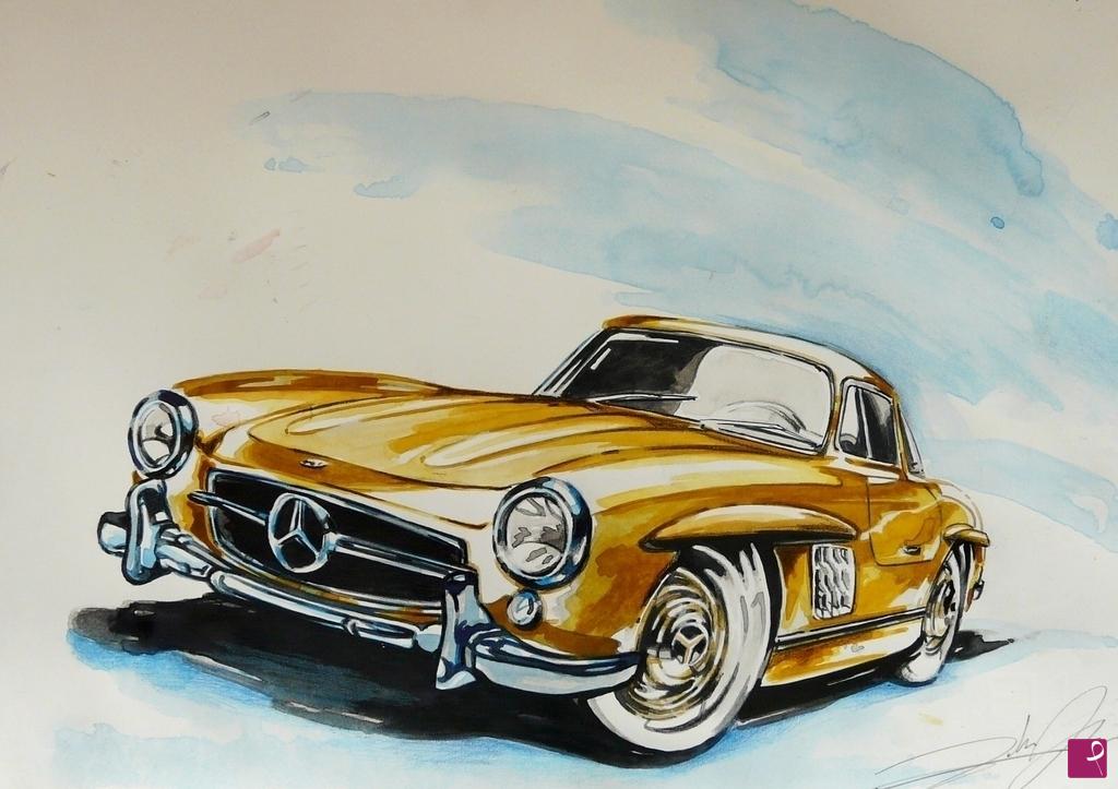 quadri in vendita online - MERCEDES 300 SL GULLWING