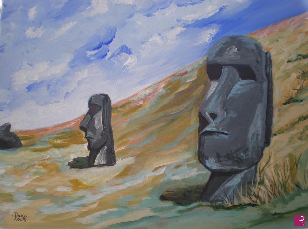 quadri in vendita online - "Moai dell'isola di Pasqua"