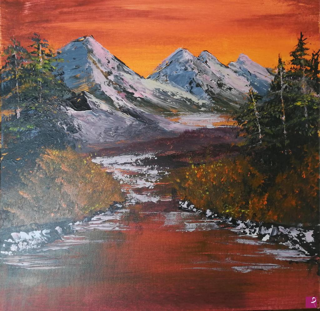 quadri in vendita online - Montagne al tramonto