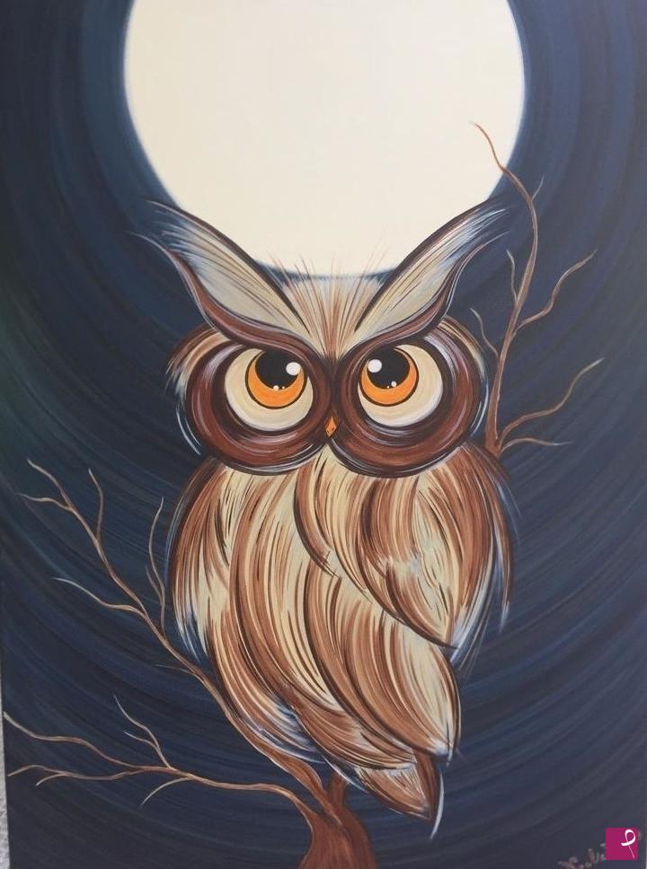 quadri in vendita online - Moonlight owl