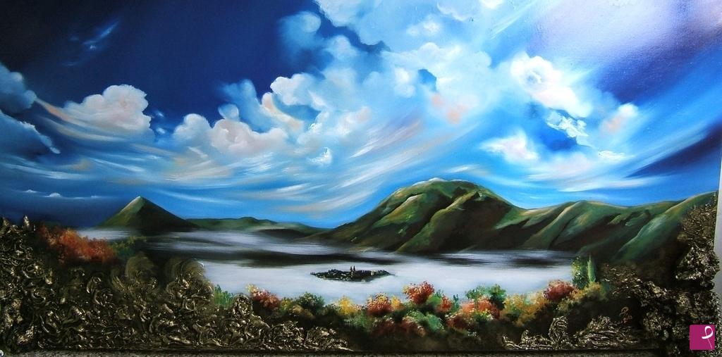quadri in vendita online - Mountains and cloud