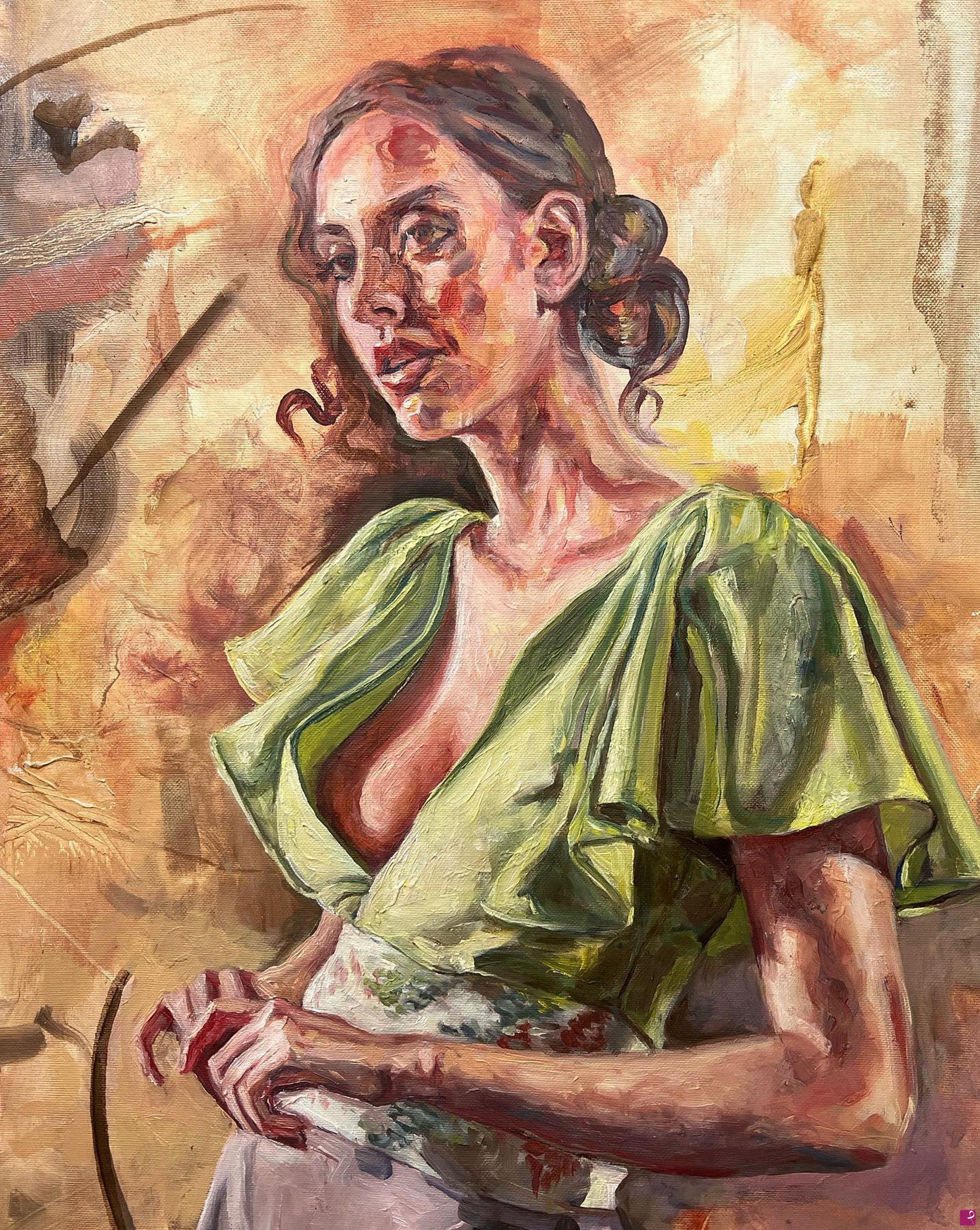 quadri in vendita online - Mujer en verde