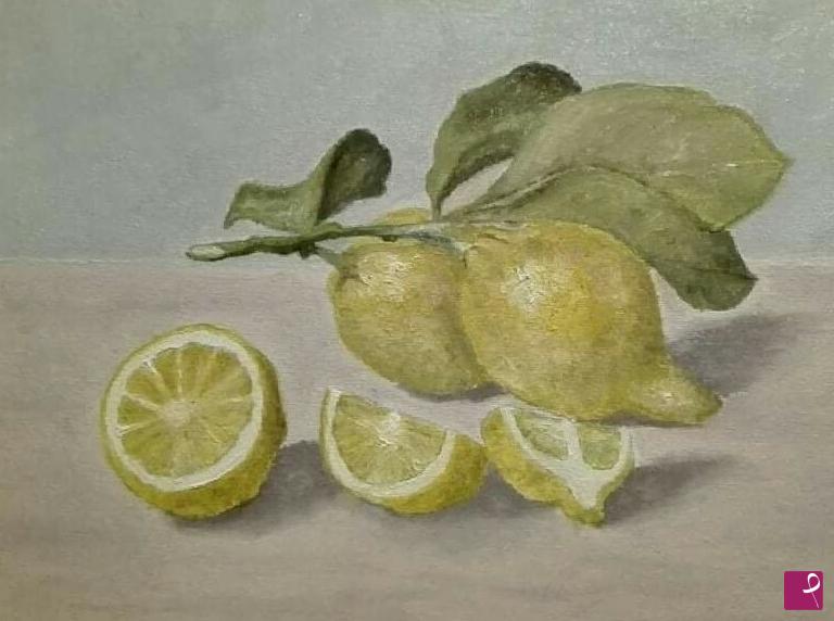 quadri in vendita online - Natura morta con limoni