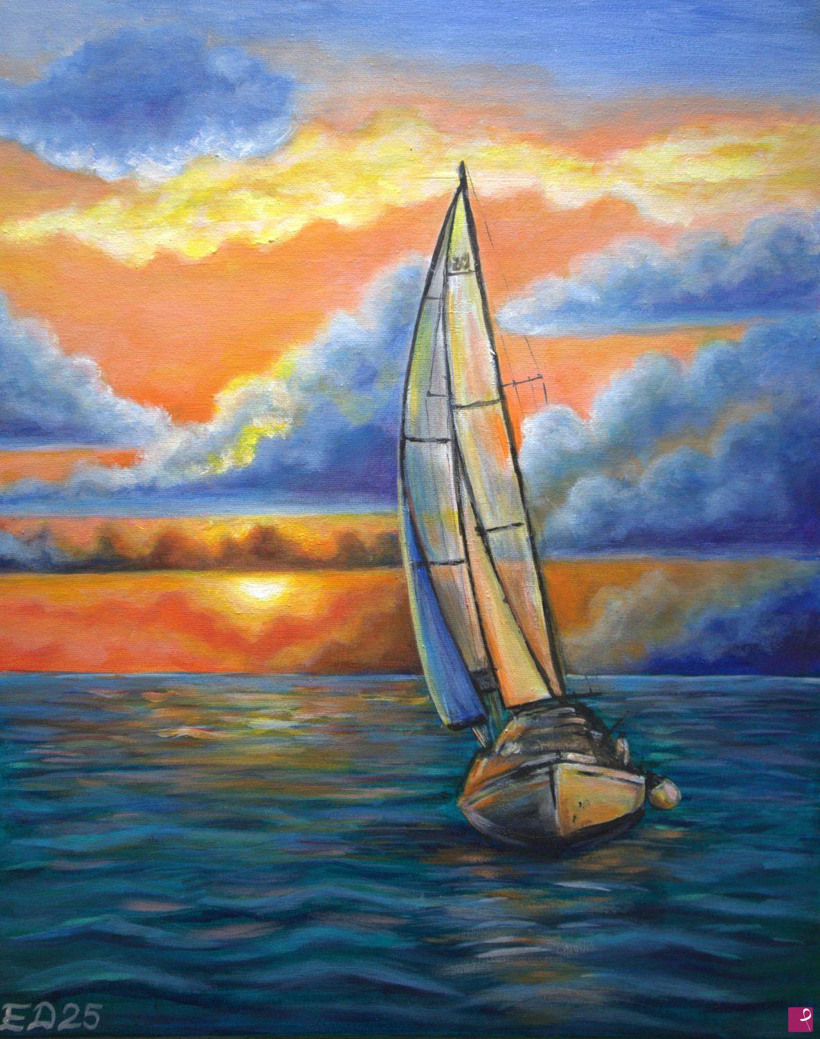 quadri in vendita online - Navigando all'alba