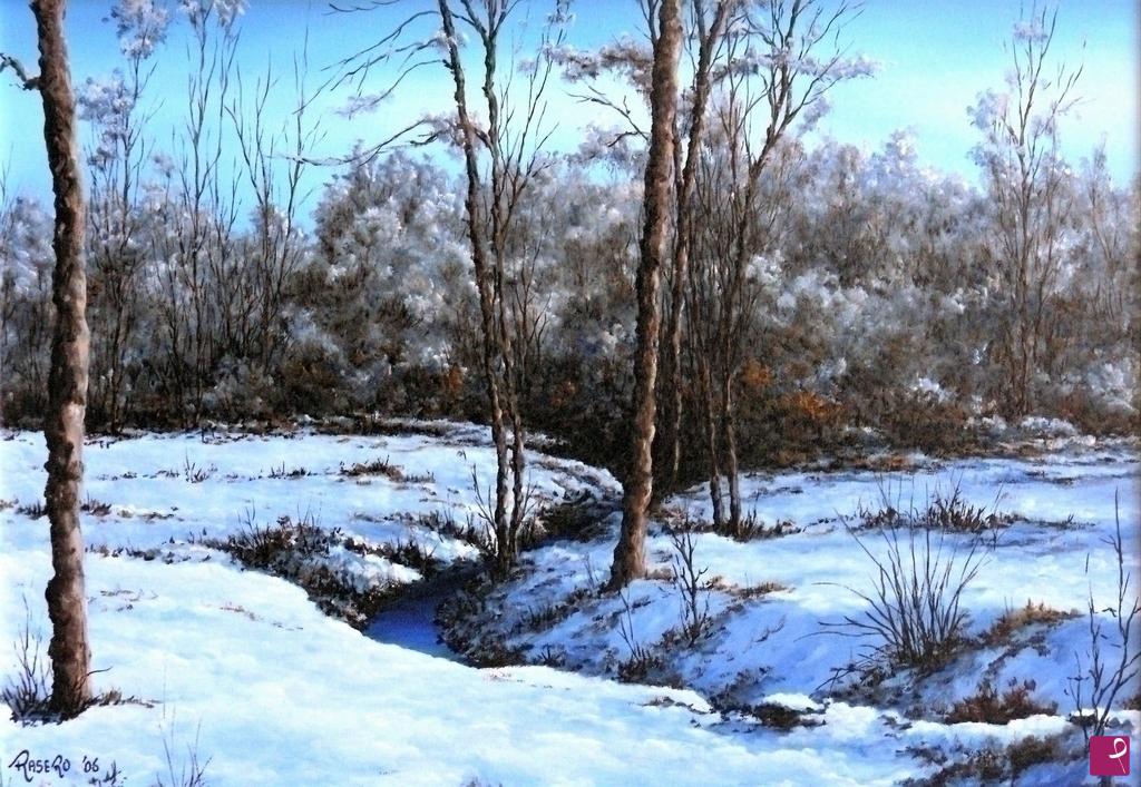 quadri in vendita online - Neve ai margini del bosco