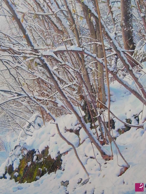 quadri in vendita online - neve tra i rami