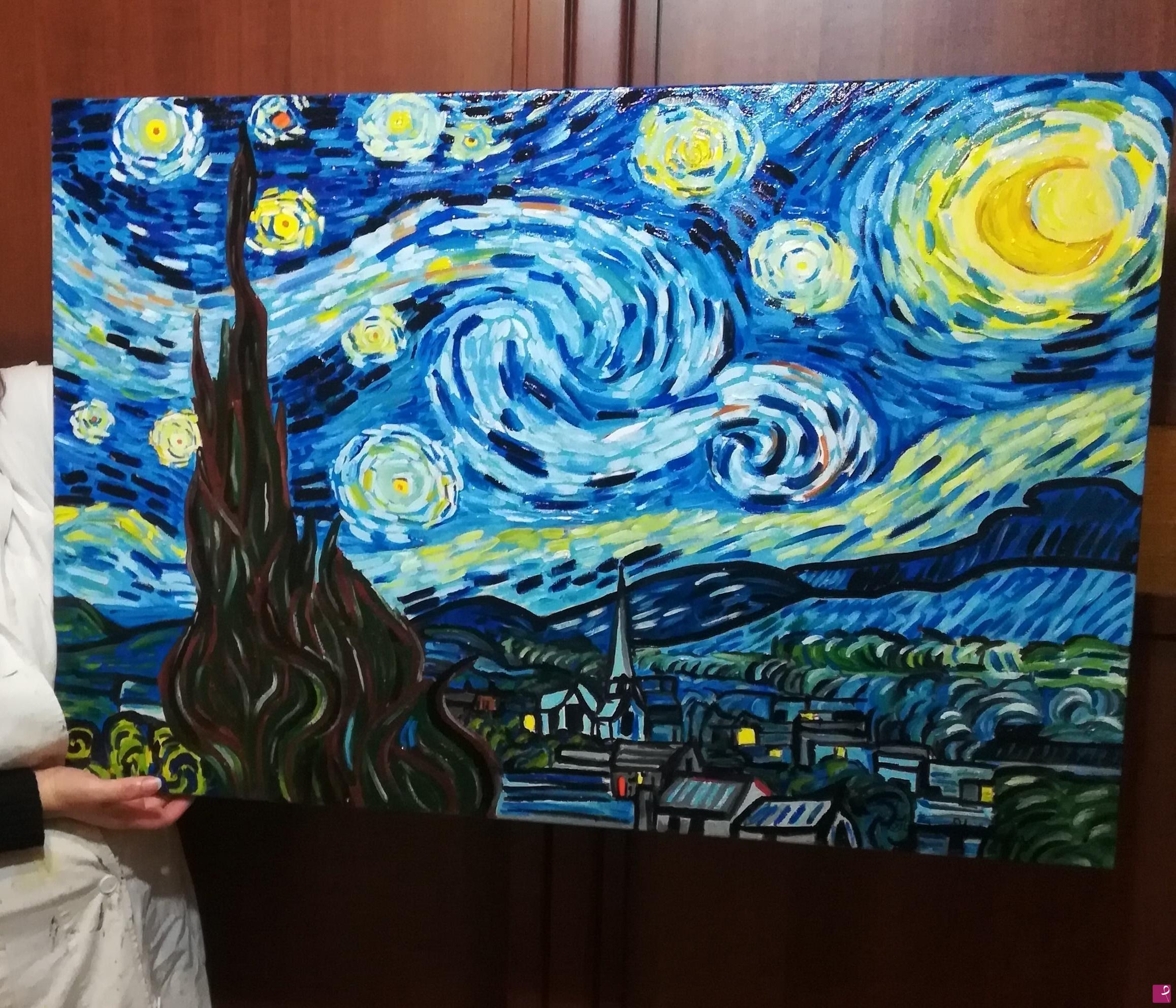 disponibile quadro - Notte stellata dipinto ad olio su tela copia di Van  Gogh - Maria Maiorana