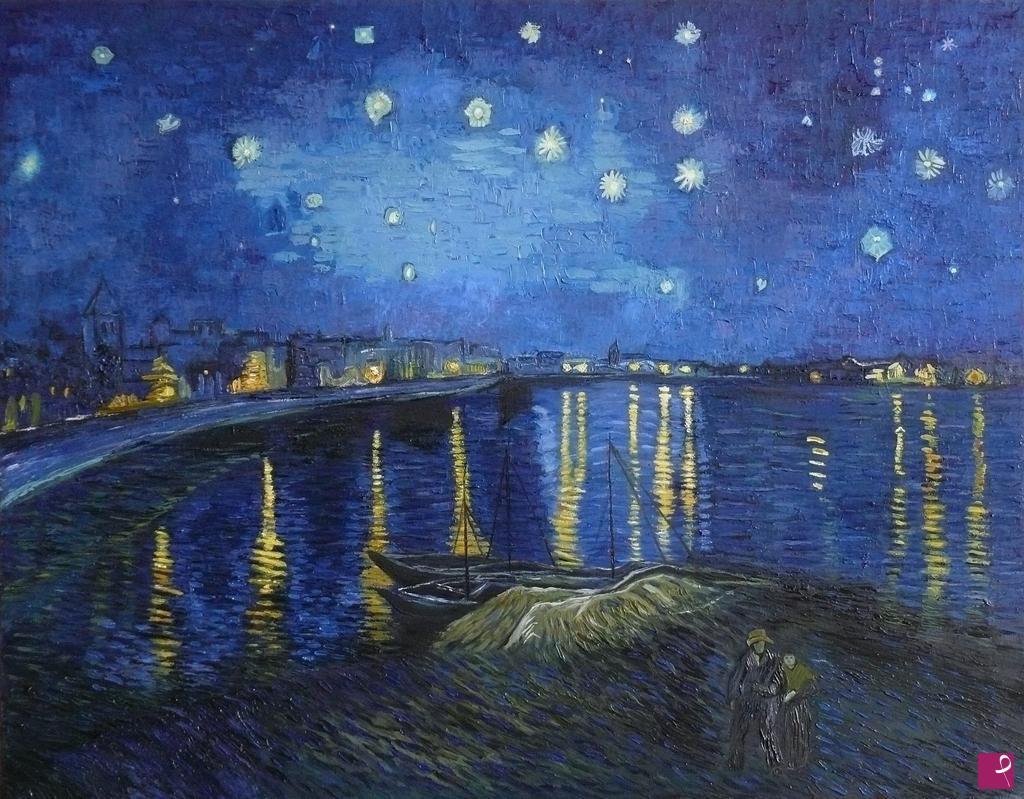 quadri in vendita online - NOTTE STELLATA SUL RODANO