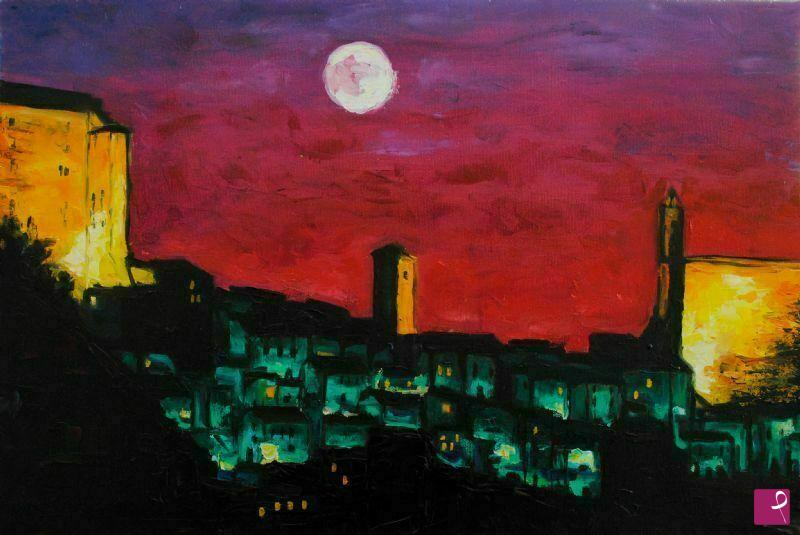 quadri in vendita online - Notturno rosso