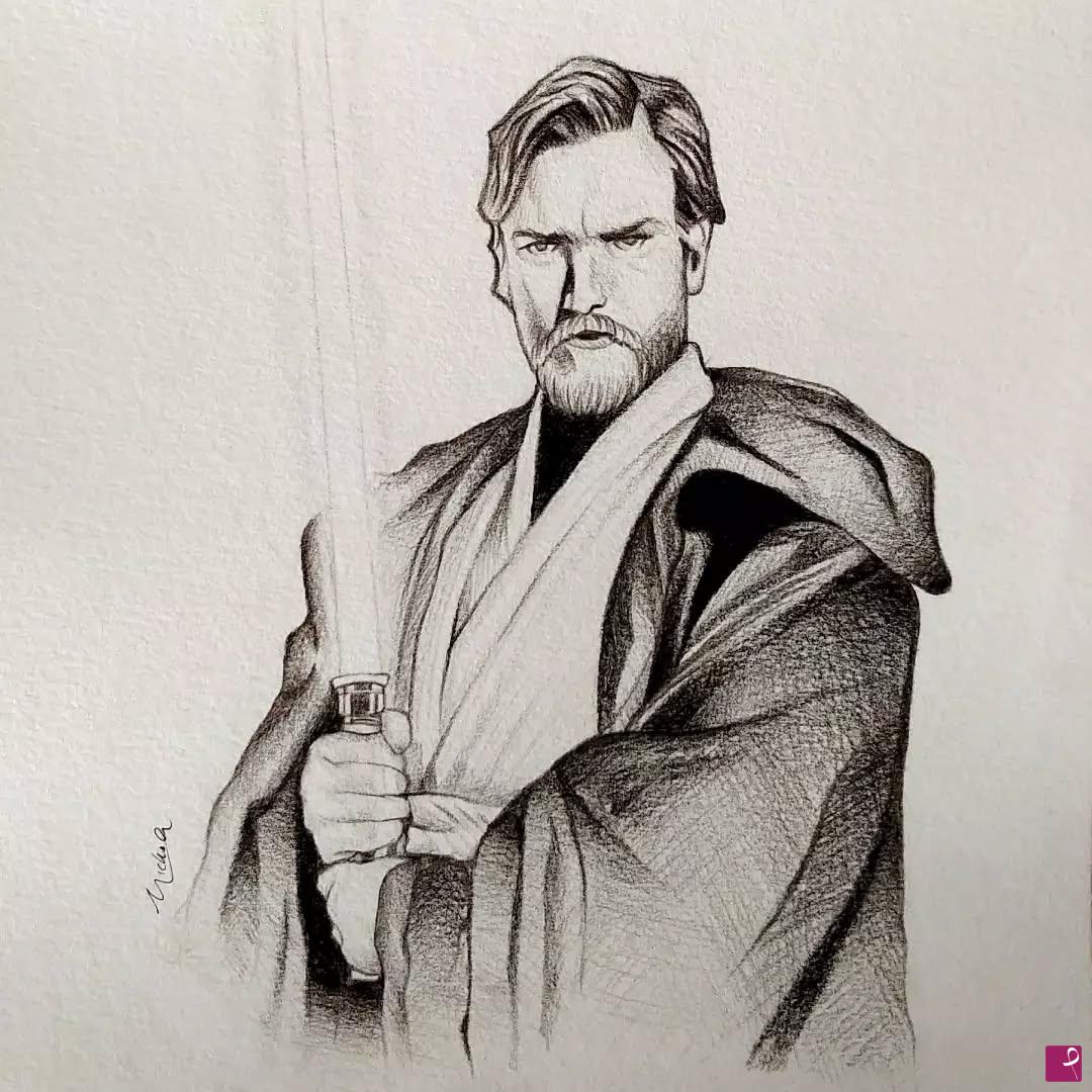 quadri in vendita online - Obi-Wan Kenobi (commissione)