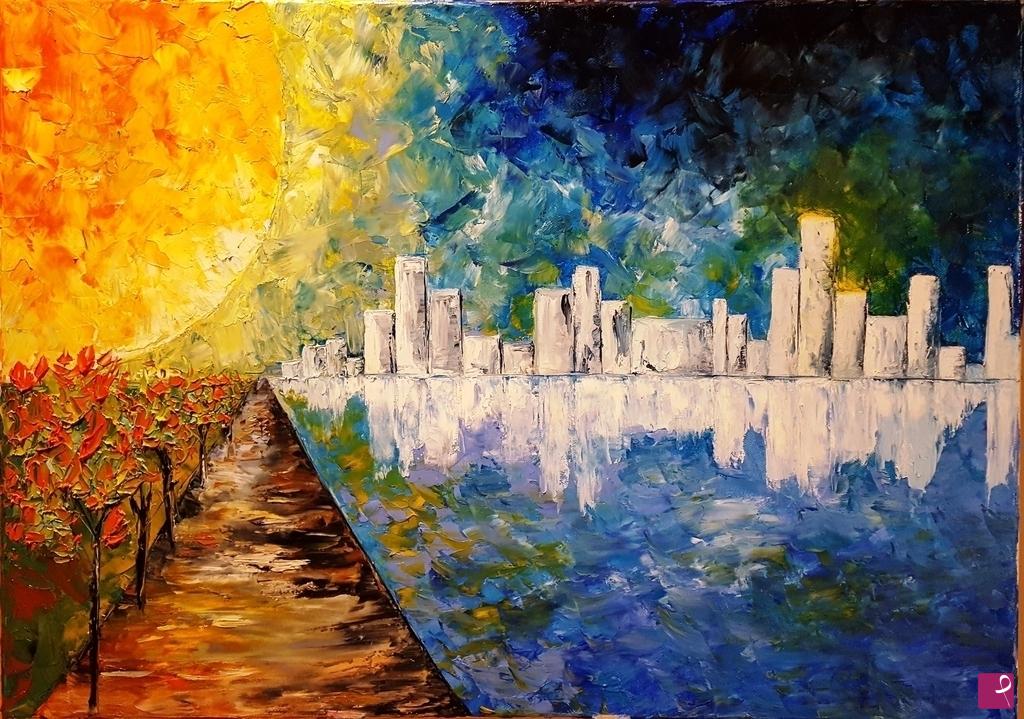 quadri in vendita online - Olio su tela "Urban light" 