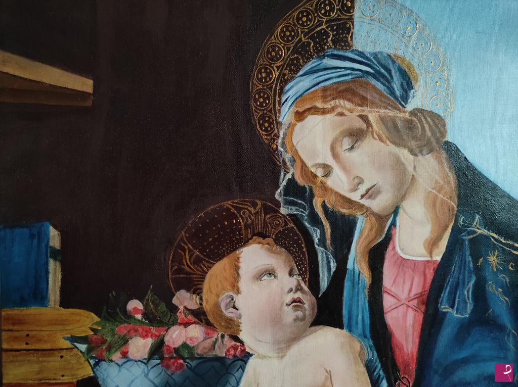 quadri in vendita online - Omaggio a Botticelli Madonna del libro