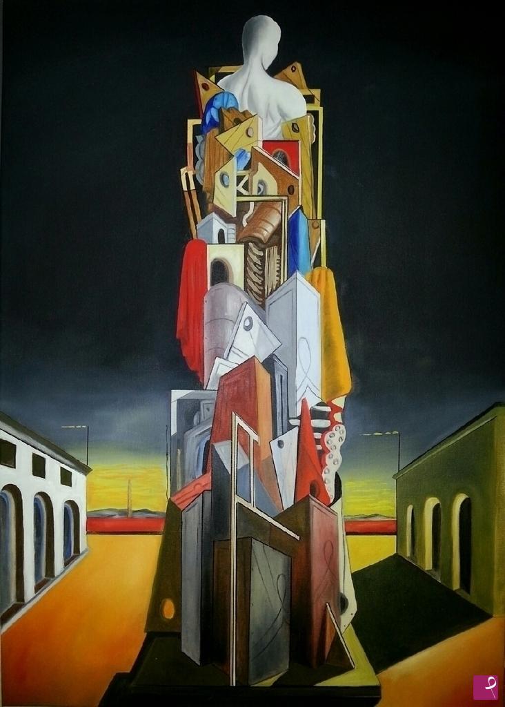 quadri in vendita online - Omaggio a De Chirico "Il grande metafisico"