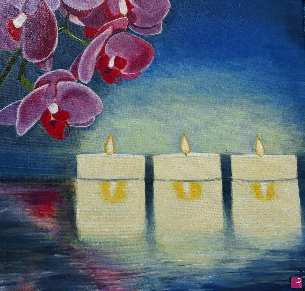 quadri in vendita online - Orchidee e candele