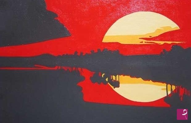 quadri in vendita online - Paesaggio al tramonto